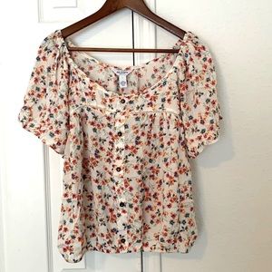 Arizona Jean Company Womens  Floral Blouse Top Size Large